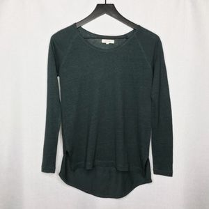 Madewell Linen Raglan Long Sleeve Tee Top SZ L